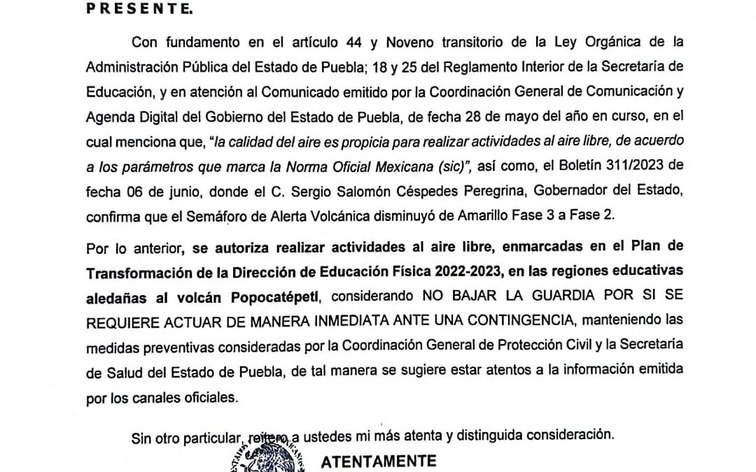 Reactivación de actividades al aire libre 2023