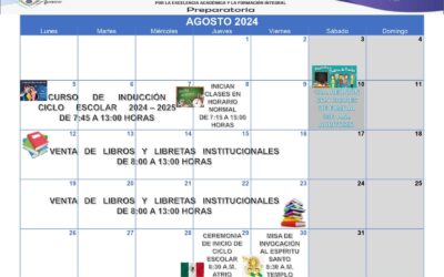 Calendario de Actividades, Preparatoria – Agosto 2024
